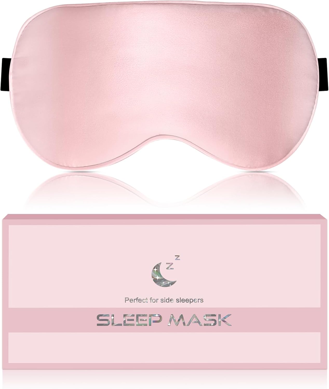 Silk Sleep Mask for Women and Men - Soft Breathable Organic Natural Mulberry Silk Fabric Blackout Eye Mask with Adjustable Straps No Pressure Eye Mask for Travel Essentials Gifts (Black)