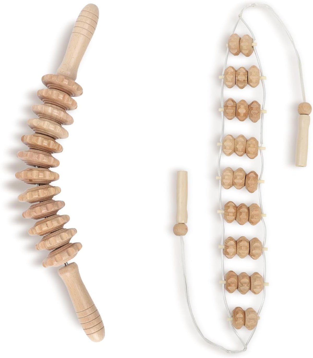Wood Roller Massager for Body - 15.6 inch Lymphatic Drainage Manual Massage Tools for Sculpting, Muscle Shaping, Celulite Remover - Wooden Massage Tool for Manual Maderotherapy