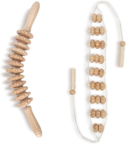 Wood Roller Massager for Body - 15.6 inch Lymphatic Drainage Manual Massage Tools for Sculpting, Muscle Shaping, Celulite Remover - Wooden Massage Tool for Manual Maderotherapy