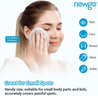 NEWGO Small Ice Packs for Injuries Reusable with Cloth Backing, 6 Packs | FSA Eligible, Round Hot and Cold Gel Pack, Flexible Cold Pack for Face, Toothache, Eyes Pain Relief