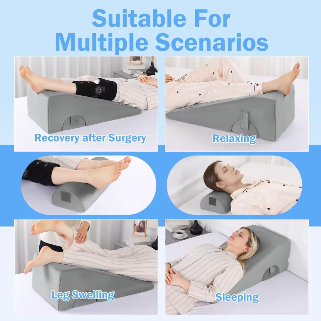 ROYALAY Knee Replacement Pillow, Leg Pillow for Knee Surgery Recovery with Different Height, Leg Surgery Recovery Equipment for Hip Foot Ankle, Double
