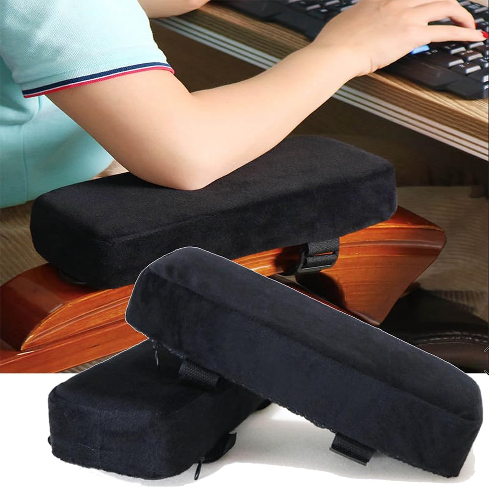 Arm Cushions for Office Chairs Office Chair Armrest Pads, Memory Foam Arm Cushions for Office & Computer Chairs, Soft Elbow Support Arm Rest Covers for Desk Chair, (1 Pair Black)