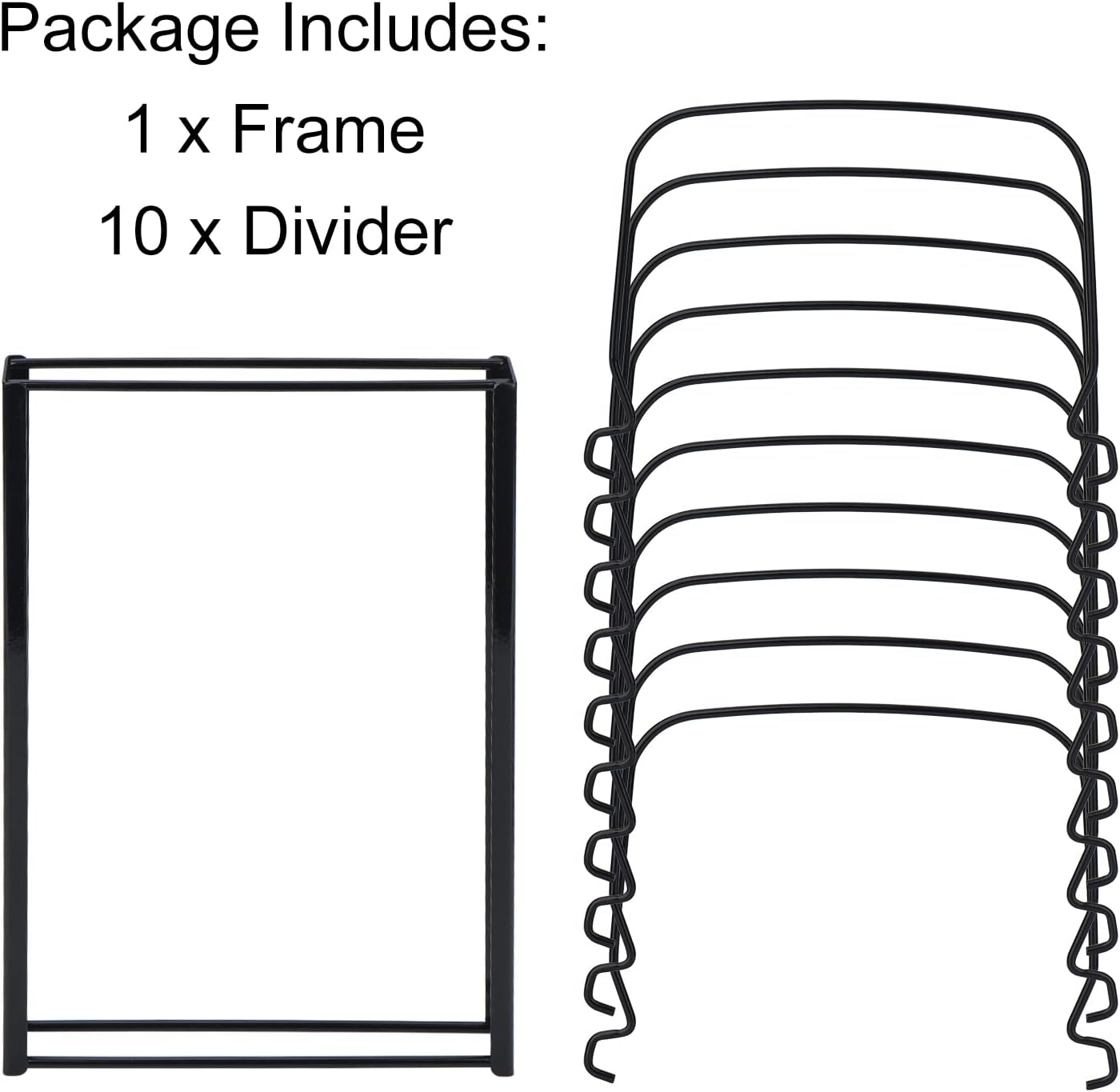 Toplife Pot Lids Organizer Rack for Cabinet and Countertop, 7+ Pan Lids and Bakeware Organizer Rack Holder with 7 Adjustable Compartments - Black