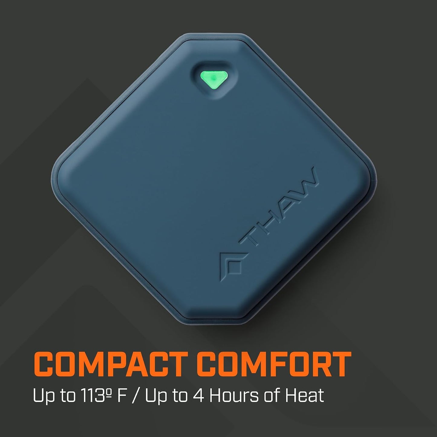 THAW Rechargeable Mini Hand Warmer | Double-Sided Heating, Up to 4 Hours, Rechargeable USB-C, Durable Impact-Resistant Construction, Integrated LED Light