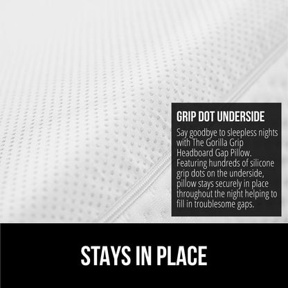 GORILLA GRIP Patented Bed Wedge Pillow for Headboard Gap, Filler Between Mattress Gaps, Comfortable Supportive High Density Cushioned Foam Pillows, Stay in Place Gripping Dots, King Soft Gray
