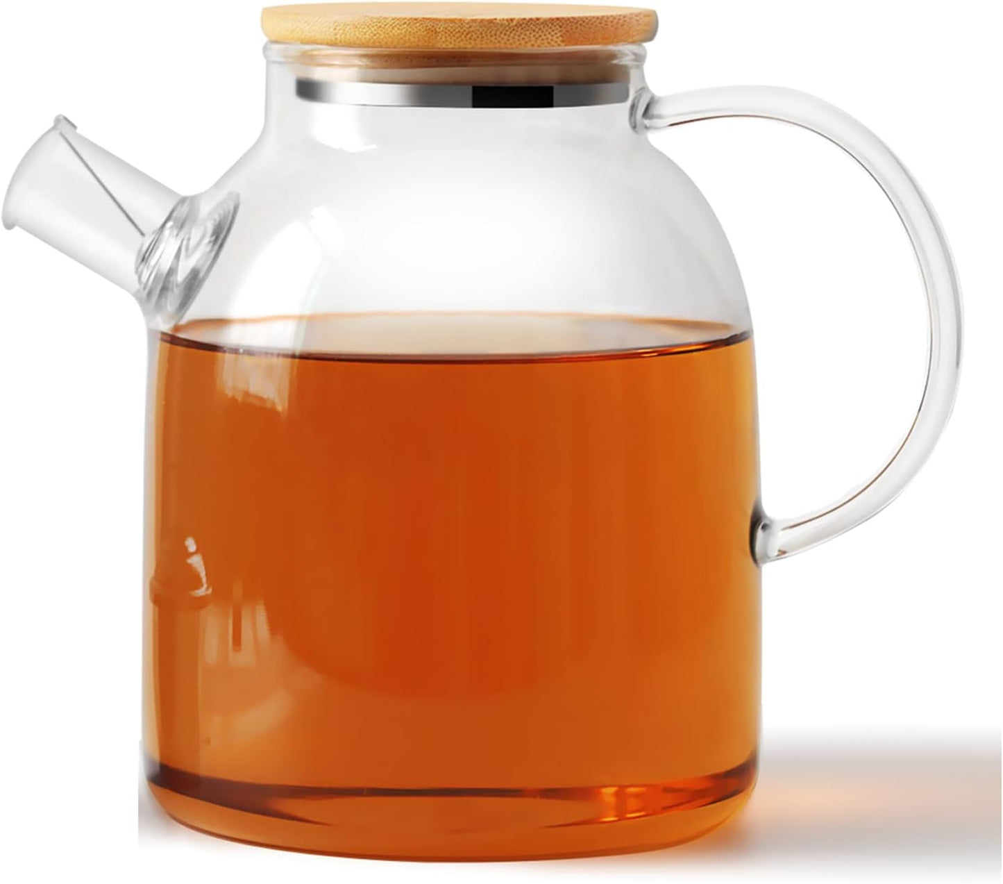 TMOST Glass Teapot with Spout Infuser 1600ml/54oz Glass Kettle Glass Pitcher Teapot for Loose Leaf Tea & Blooming Tea, Stovetop & Microwave Safe