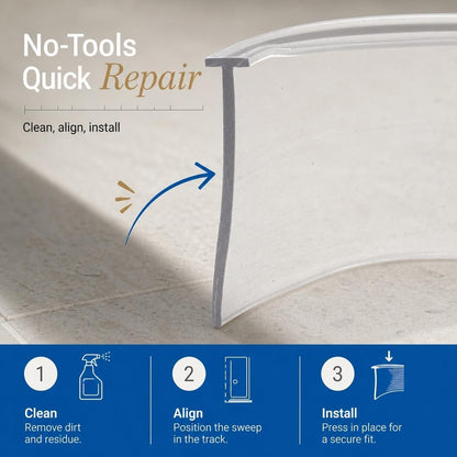 Prime-Line M 6211 Shower Door Bottom Sweep, 36 In. x 1 In. Strip, Vinyl Construction, Clear, 5/32 In. Tee Insert Shape (Single Pack) | Clear, Single Pack