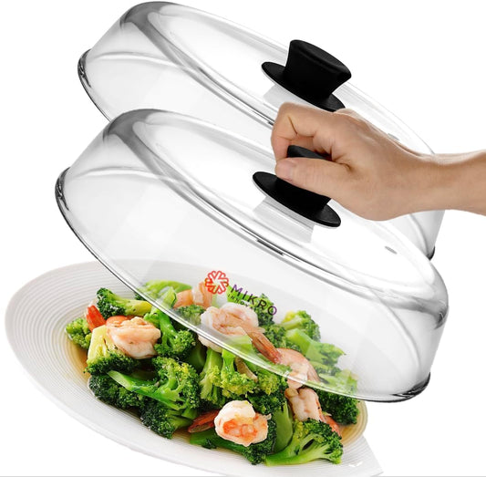 10.5-Inch Glass Microwave Splatter Cover – Borosilicate Glass Food Plate Splatter Guard with Vent Hole, BPA-Free, Easy-Grip Silicone Knob, Dishwasher Safe (1, Black, 10.5in)