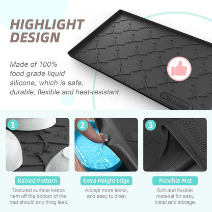 Waterproof Under Sink Mat 34" x 22", Silicone Mat Kitchen liner | BPA-Free Silicone Tray with Raised Lip Protect Cabinets from Leaks, Versatile Home Organizer for Bathroom, Pets, Boots, Floor