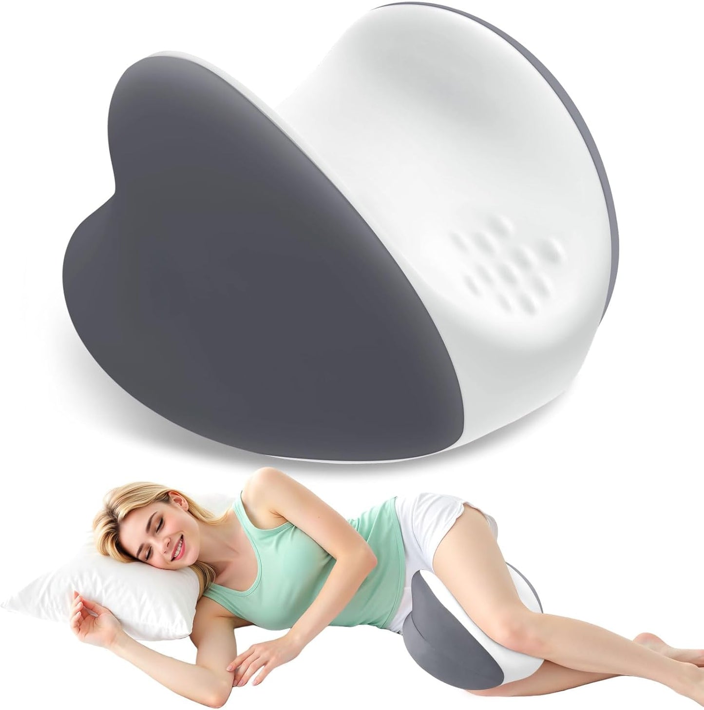 Knee Pillow for Side Sleepers, Memory Foam Leg Pillow, Blue | Ergonomic Leg Pillow for Side Sleeping, Heart-Shape Knee Wedge Pillow, Breathable Leg Elevating Pillow for Hip, Joints