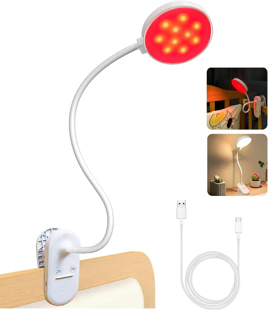 SZOKLED Red Light Reading Lights for Books in Bed, Clip on Lamp | Timer, Dimmable, Rechargeable, Eye Care Night Light, For Bedroom, Desk, Laptop, Headboard