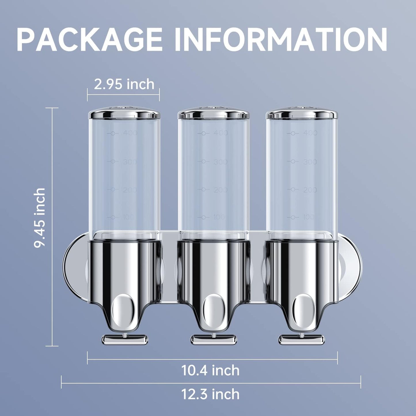 Shower Soap Dispenser,Shampoo and Conditioner Dispenser | Shower Dispenser 3 Chamber No Drill,Wall Mounted Refillable Bottles,Shower Accessories for Bathroom,RV&Hotel,16.9 oz 3 in 1
