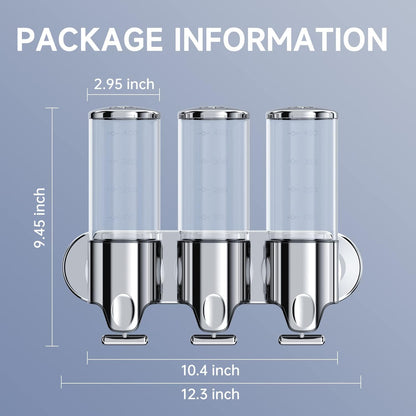 Shower Soap Dispenser,Shampoo and Conditioner Dispenser | Shower Dispenser 3 Chamber No Drill,Wall Mounted Refillable Bottles,Shower Accessories for Bathroom,RV&Hotel,16.9 oz 3 in 1