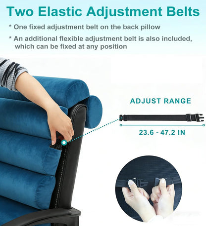 Lumbar Support Pillow for Office Chair,Multiple Adjustable | Back Support for Office Chair High Back/Couch/Sitting on Bed,Patented 6 Semi Cylindrical Back Cushion,Short Velvet Cover