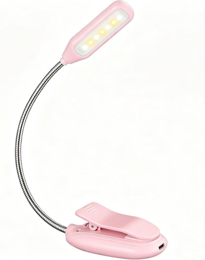 Mini Book Light, Rechargeable Up to 60 Hours, 9-Level Brightness, Easy Clip On Lamp for Night Reading in Bed, Eye Protection Table Light for Bookworms, Kids