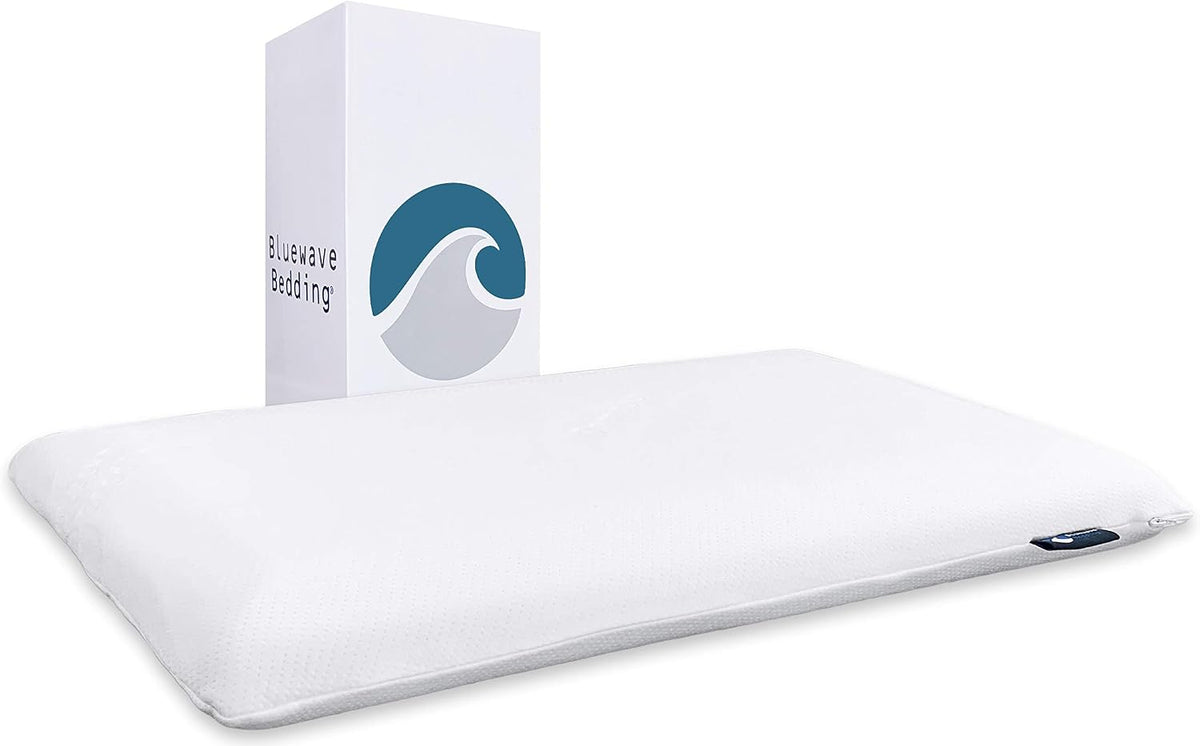 Bluewave Bedding Ultra Slim Gel Memory Foam Pillow for Stomach and Back Sleepers - Thin, Flat Design for Cervical Neck Alignment and Deeper Sleep (2.75-Inches Height, Standard Size)