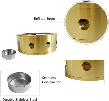 Stainless Steel Tea Light Candle Holder Stand for Glass Kettles and Mugs, 5.9x5.9 Inch Base