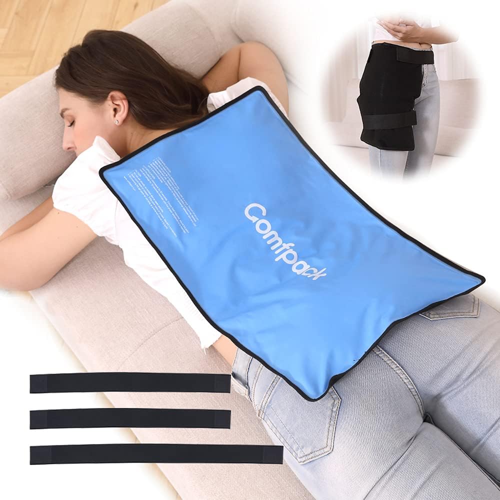 XL Ice Pack for Injuries Reusable, 21.7 x 13 Flexible Hot Cold Pack with 3 Straps for Maximum Back and Full Body, Adjustable Cold Pack Wrap for Swelling, Bruises, Muscle Pain, Inflammation