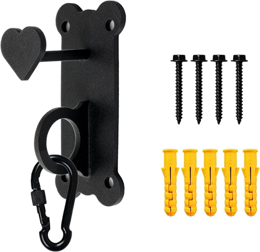 ESPETS Dog Tie-Out Leash Holder for Wall, Pet Leash & Accessory Hook（Black） | Sturdy Metal, Heart-shaped Decorative Organization, Lovely Dog Tether Holder, Durable Pet Leash and Accessory Holder