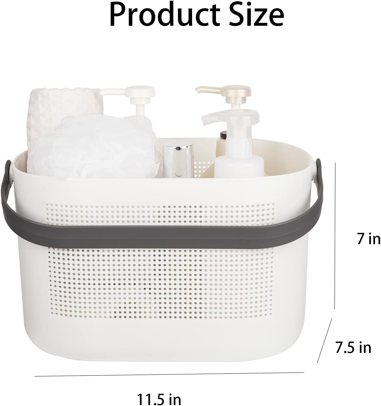 Plastic Portable Shower Caddy Basket, Storage Organizer with Handle, Yellow | Bottom Drain Holes, Keep Dry, Sturdy and Durable, Easy to Carry for Bathroom, Kitchen, Dorm Room, RV, College