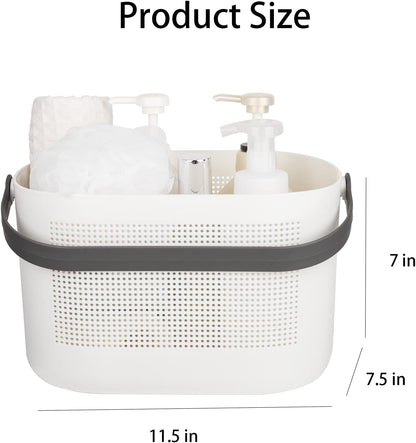 Plastic Portable Shower Caddy Basket, Storage Organizer with Handle, Yellow | Bottom Drain Holes, Keep Dry, Sturdy and Durable, Easy to Carry for Bathroom, Kitchen, Dorm Room, RV, College