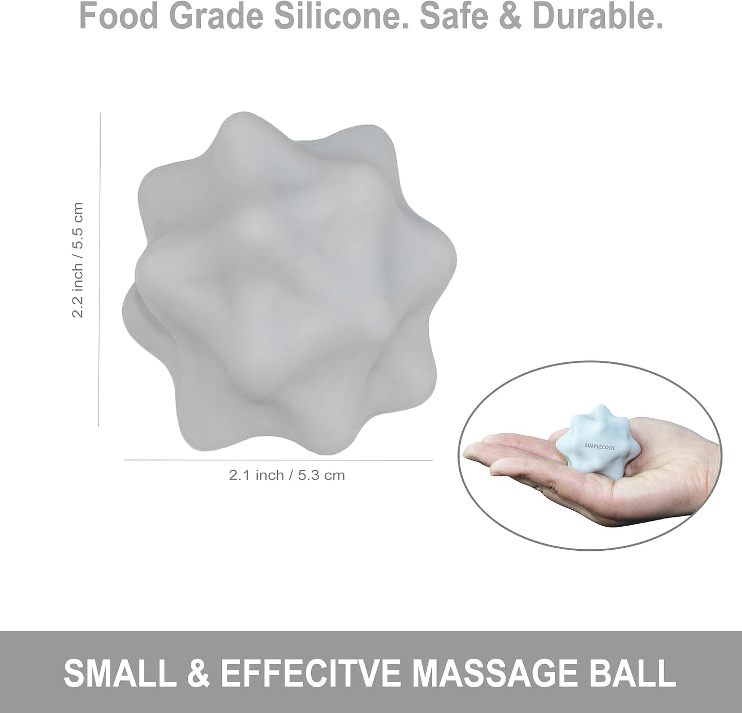 Small Spiky Massage Ball Trigger Point Massage Tool 2.2"×2.1" Blue | Solid Bumpy Massager for Deep Tissue Myofascial Release Hand Foot Plantar Fasciitis Pain Relief Knots Acupoint Yoga Fitness