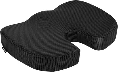 Amazon Basics Comfortable Seat Cushion & Lumbar Support for Office Chairs, Gel Enhanced Memory Foam, Non-Slip, Cooling, Portable, Pack of 2, Rectangular, Black