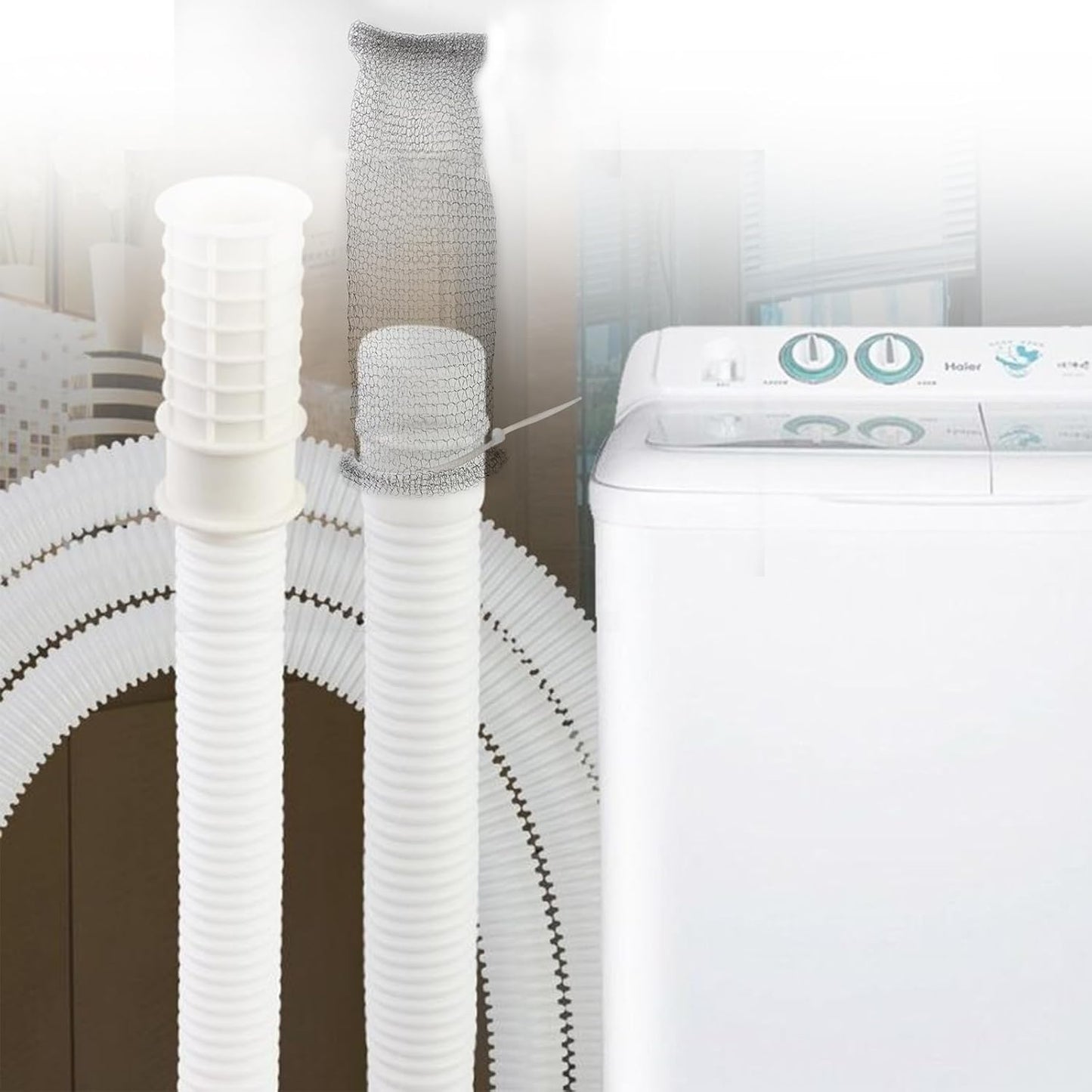 48 PCS Washing Machine Drain Lint Trap, Lint Traps, Lint Catcher for Washing Machine, with 48 Nylon Cable Ties