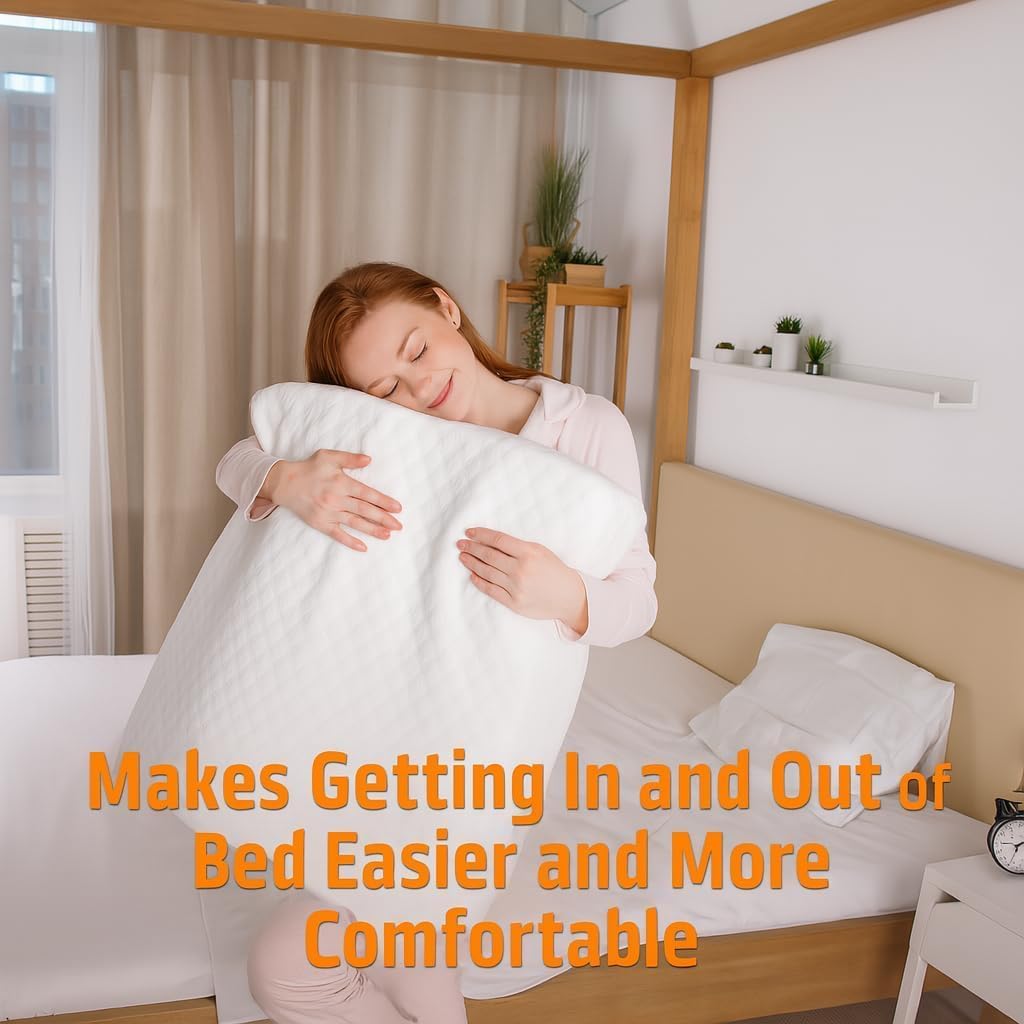 Aeris Wedge Pillow for Sleeping, Acid Reflux, and Snoring - Memory Foam Bed Wedge, 19-Degree Incline - Post-Surgery Recovery, Reading, Leg Elevation - Machine-Washable Cover