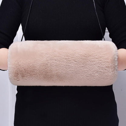 Faux Fur Hand Muffs for Women Winter Warm Arm Hand Warmer Gloves Arms Warmer Fluffy Warm Faux Fur Muffs with Strap