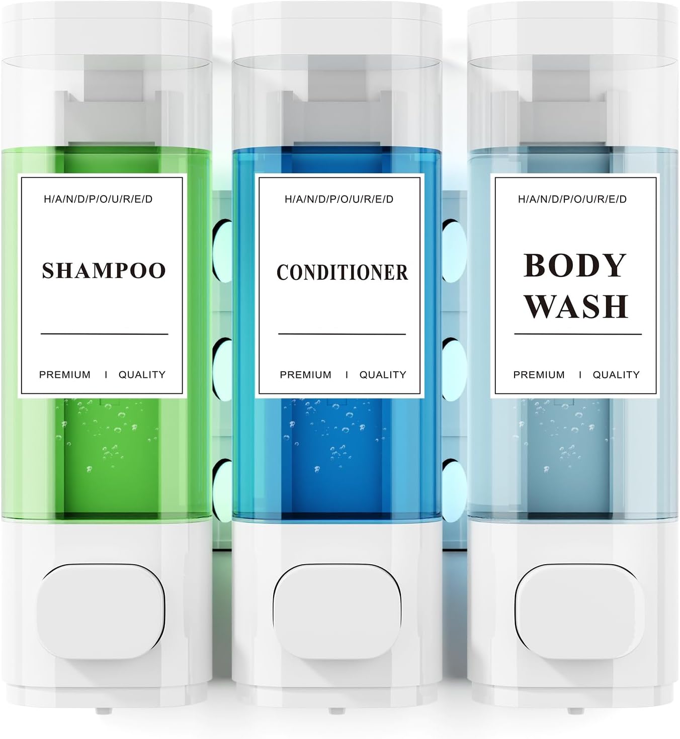 Shampoo and Conditioner Dispenser – Wall-Mounted Shower Soap Dispenser, No-Drill Installation, Lockable, 900 ml Capacity,for Bathroom & Hotel or Airbnb (Black, 3-Pack)