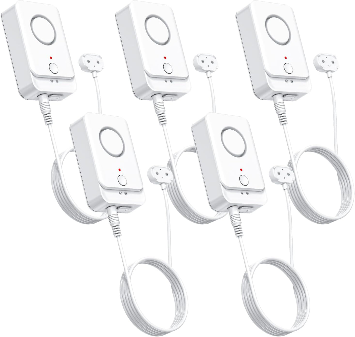5 Pack Water Leak Detectors with 5FT Water Level Probe, Drip, Flood Sensor | DIY Extendable|120dB Alarm for Home/Basement Sump Pump/Bathroom/Kitchen/Toilet/Laundry Room,Under Sink/Pipe Leakage Detection