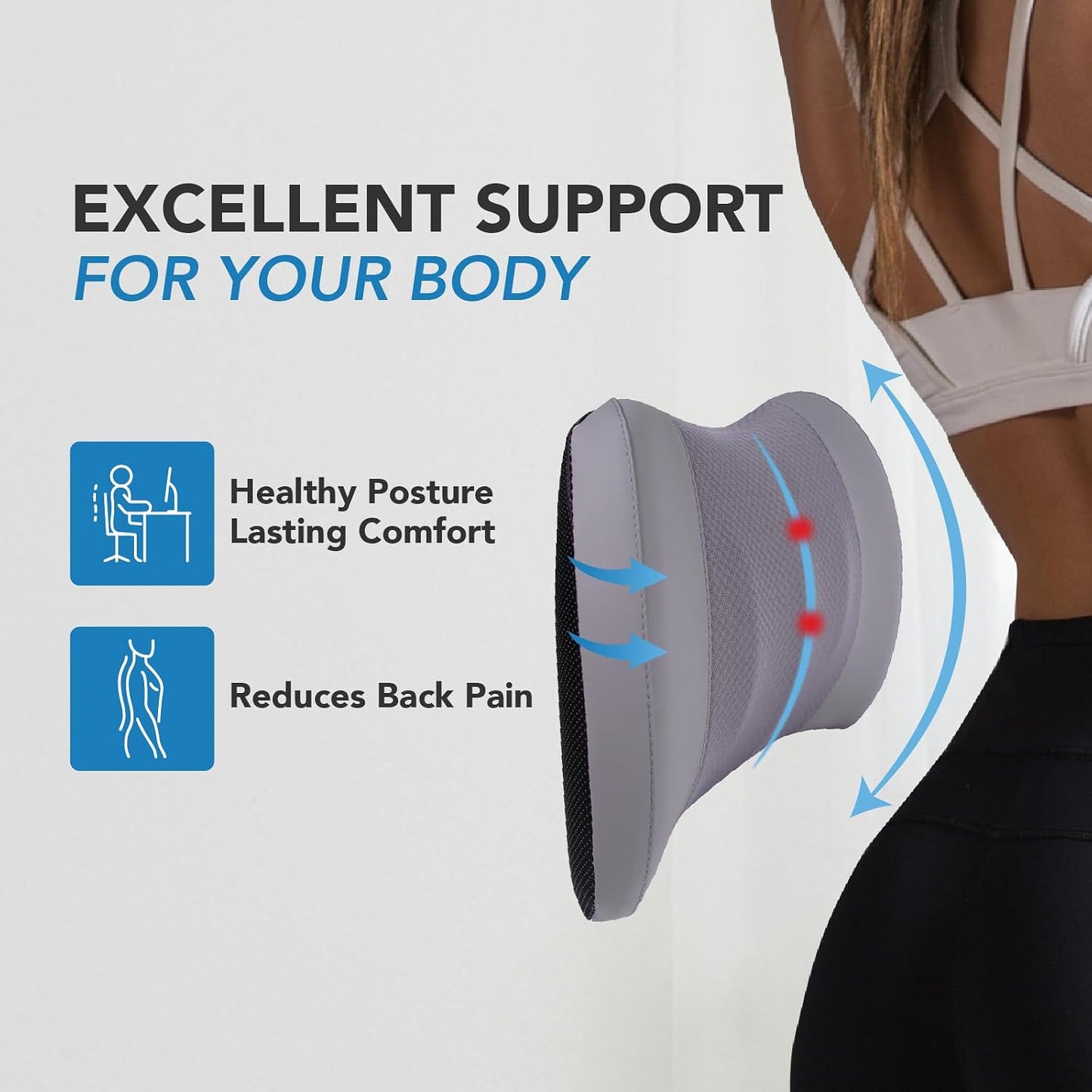 Lofty Aim Lumbar Support Pillow for Car, Car Seat Back Support for Driving | Memory Foam Car Lumbar Support for Driving Seat, Car Back Cushion, Adjustable Straps, Lower Back Pillow, Office Chairs, Black