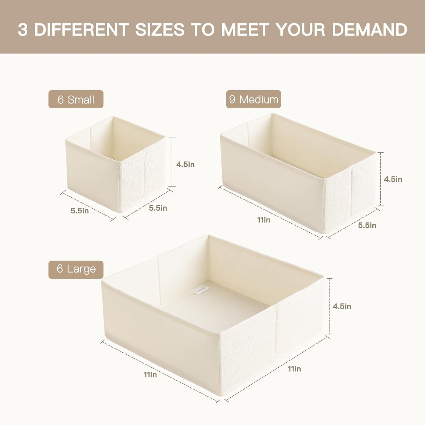 Drawer Organizer Clothes, 10 Pack Dresser Organizer for Baby Clothes, Underwear, Sock- Foldable Closet Organization and Storage Dividers Bins for Nursery, Bedroom (Beige)
