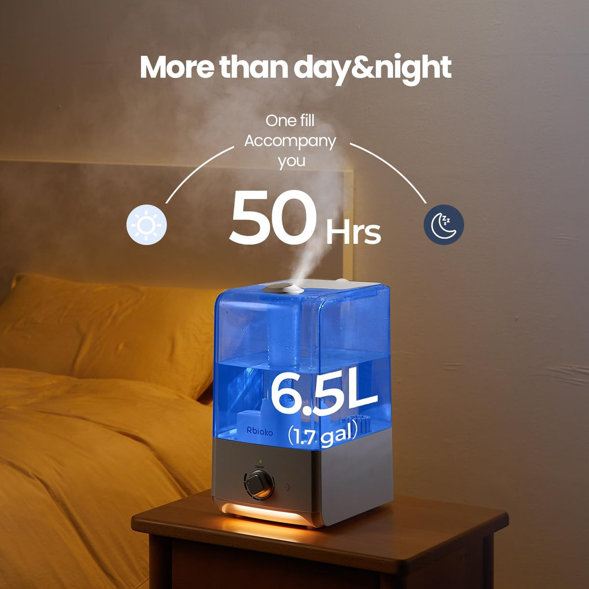Humidifiers for Bedroom, Top Fill 6.5L Cool Mist Humidifier