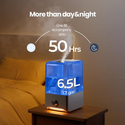Humidifiers for Bedroom, Top Fill 6.5L Cool Mist Humidifier