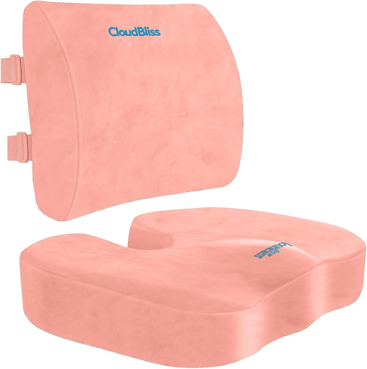CloudBliss Ergonomic Seat Cushion & Lumbar Support Pillow Set, Black,Large