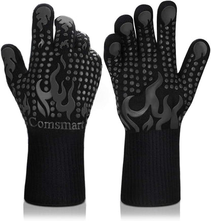 Comsmart BBQ Gloves, 1472 Degree F Heat Resistant Grilling Gloves Silicone Non-Slip Oven Gloves Long Kitchen Gloves for Barbecue, Cooking, Baking, Cutting