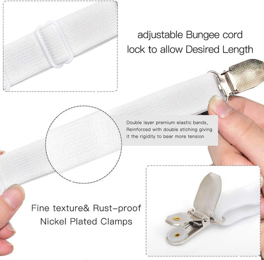 Adjustable Bed Sheet Straps Suspenders Elastic Sheet Fasteners Grippers Garters Clips for Flat & Fitted Sheet Corner Holder,Ironing Board Cover, Mattress, Cribs, Sofa Cushion& More(Short Type-8 Pack)