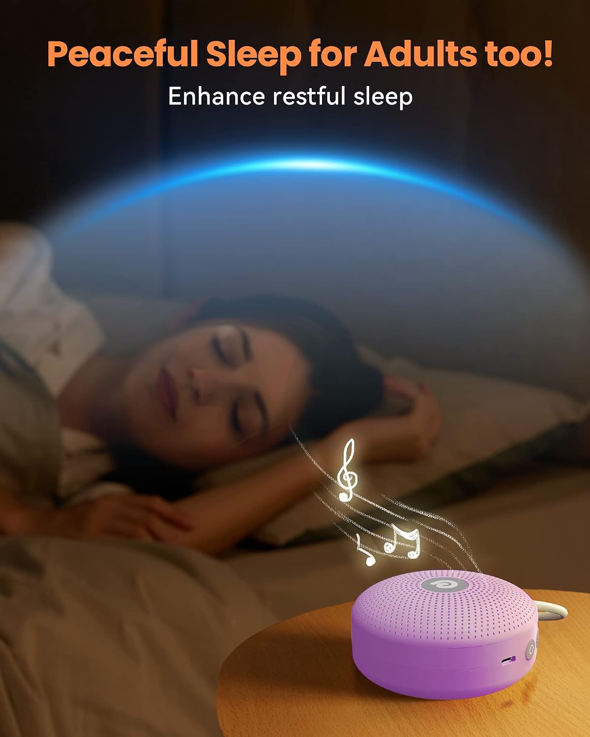 Dreamegg White Noise Machine - Portable Sound Machine for Baby Adult, Features Powerful Battery, 21 Soothing Sound, Noise Canceling for Office & Sleeping, Sound Therapy for Home, Travel(2Light Blue)