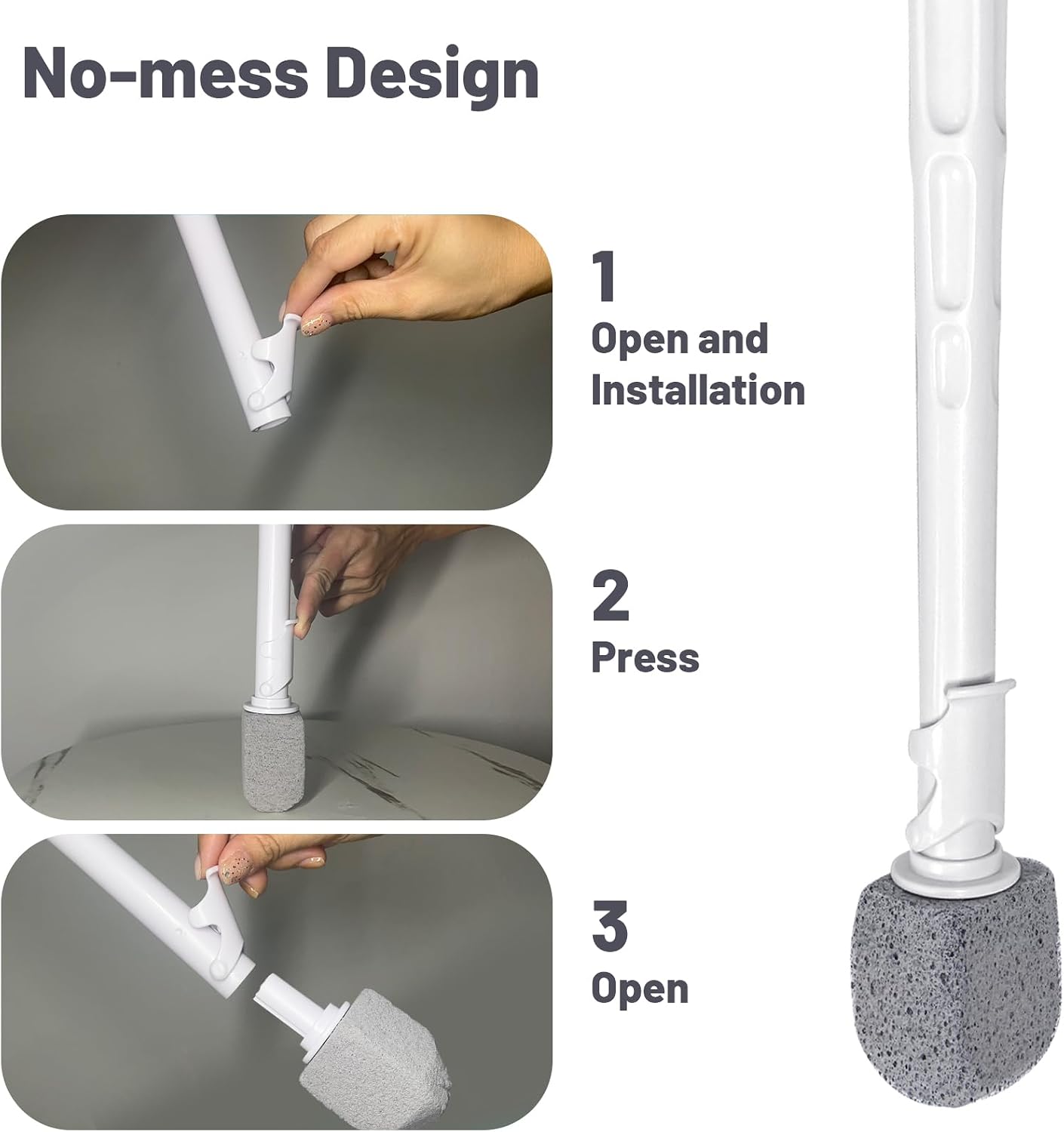 Upgrade Pumice Stone Toilet Bowl Cleaner for Hard Water Ring & Stains | Removes hard water rings, calcium buildup & rust stains from toilet bowls without scratching porcelain.