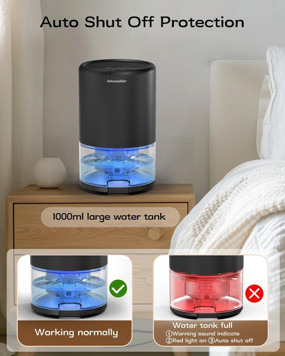 Dehumidifier, 35 oz Small Dehumidifiers for Home, Bathroom, Bedroom, Rooms, Ultra-Quiet with Sleep Mode, 7 Color Lights & Auto Shut Off, Compact & Portable for Closet, RV, Basement, Energy Saving