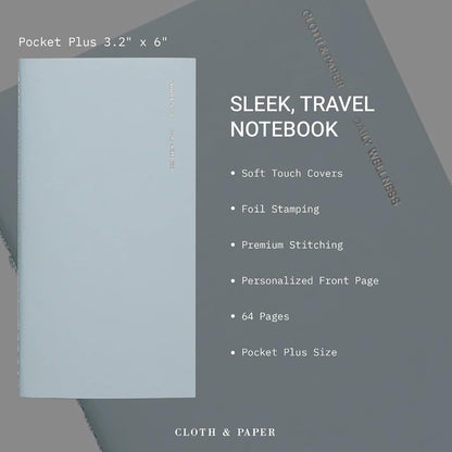 Cloth & Paper Travel Notebook | Daily Wellness Planner – Smoked Salt | Pocket Plus Wellness Planner 3.2" x 6" | Habit Tracker & Self Care Journal for Goals, Gratitude & Reflection – Soft Touch Cover