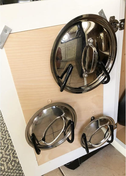 Pmsanzay Cabinet Door Pan Lid Organizer, Set of 4, Wall Mount Pot Lid Rack - No Scratch