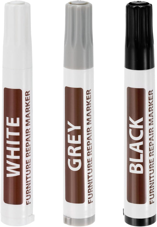 uxcell Furniture Repair Wood Markers, 3 Pcs 3 Colors Touch Up Filler Sticks, Oil Based Paint Markers for Scratches, Tables, Wood Floors, Cabinet, Carpenters, Cover Ups