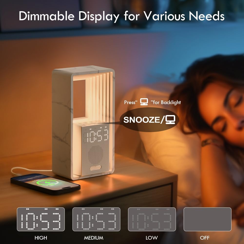 WILIT Digital Alarm Clock, Sunrise Alarm Clock with Nightlight, 9 Sleep Aid Sounds, White Noise Sounds Machine, Dimmable Display, Snooze,USB Charging Port,Gift for Women,Men,Teens,Kids,Travel
