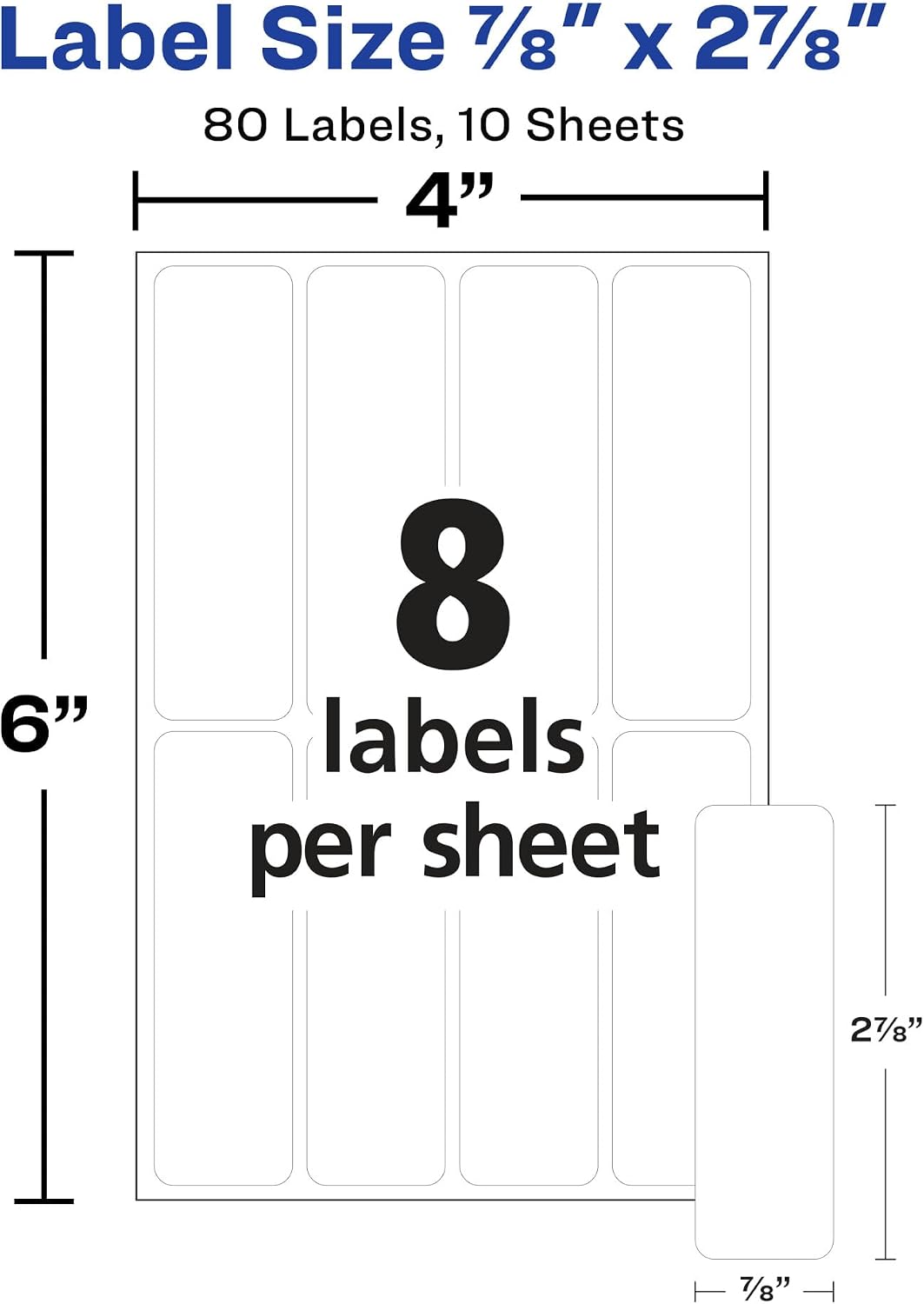 Avery® Erasable Multi-Use Removable Labels, 7/8" x 2-7/8", White, Non-Printable, 80 Blank Labels Total (5429)