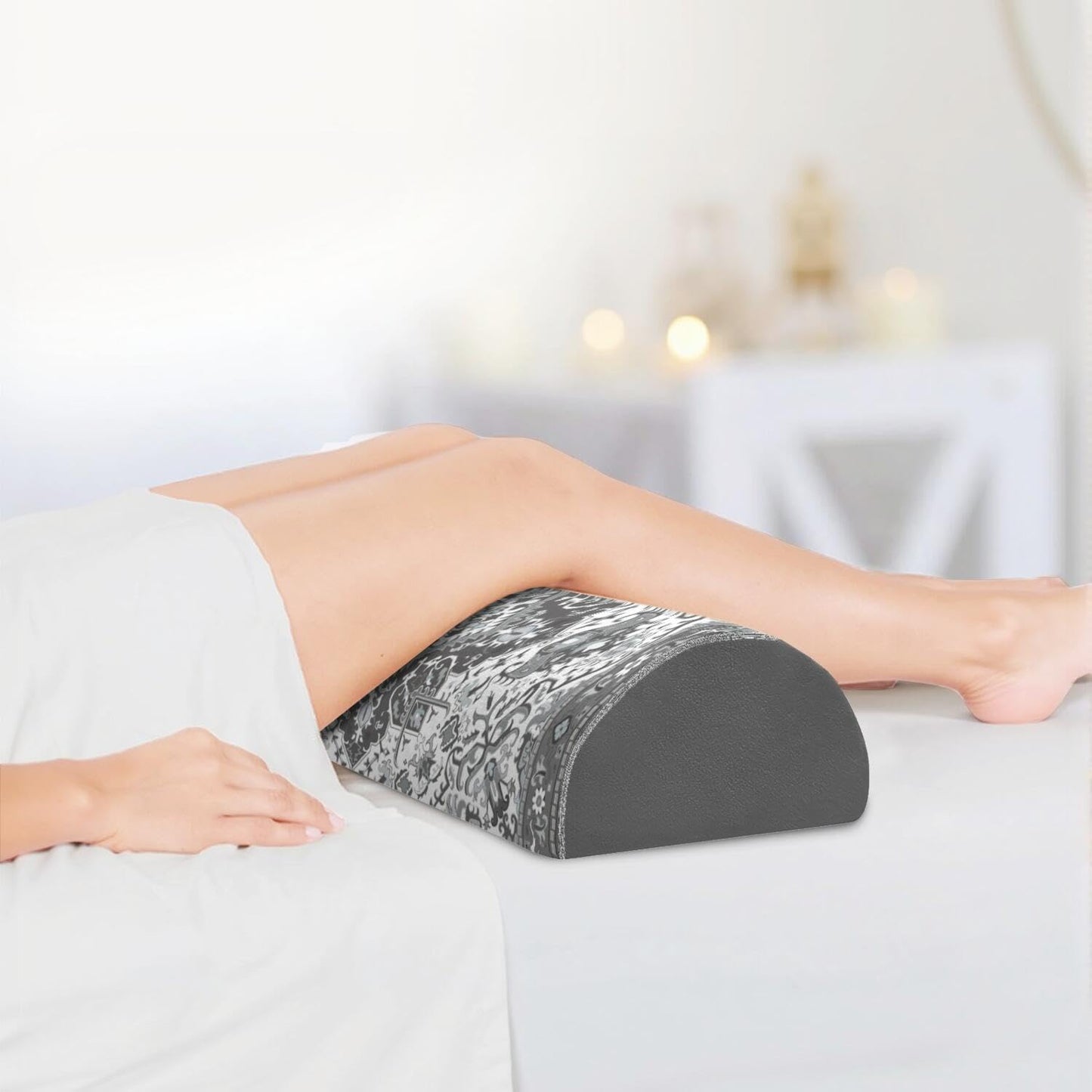 Knee Pillow for Back Sleeping – Half Moon Bolster Pillow for Legs,Under Knee While Sleeping Support, Leg & Back Pain Relief (21.5x9x5 Inches),Machine Washable Cover