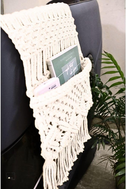 Sofa Armrest Organizer, Armchair Caddy, Macrame Couch Organizer | Dual Pocket Design, Couch Remote Holder, Couch Caddy, Boho Couch Caddy, Sofa Essentials Organizer, Gift