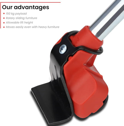 Heavy Duty Furniture Lifter with 4 Sliders for Easy and Safe Moving, Appliance Roller Suitable for Sofas, Couches and Refrigerators, Adjustable Height